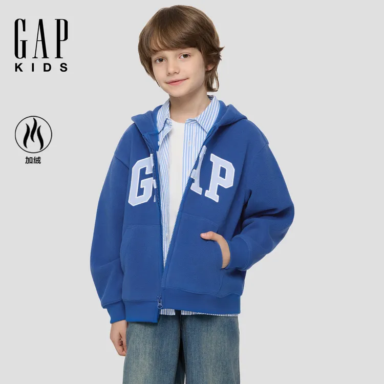 Gap gap 童装2025秋季新款贴布绣logo摇粒绒卫衣装外套 DR 804621