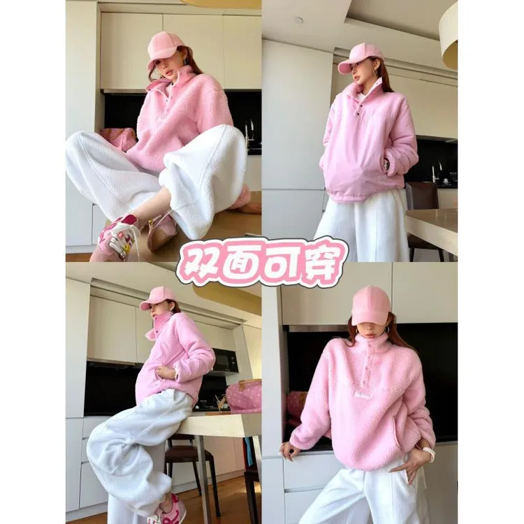 婉君【s家正反卫衣】韩国三维羊羔毛“重磅600g”卫衣LWJ25D4T4042