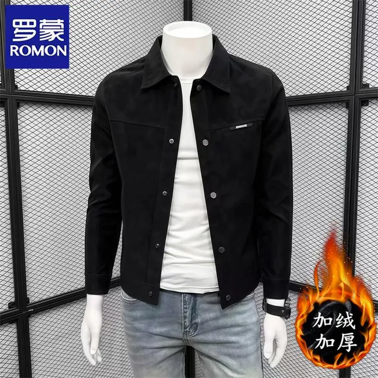 罗蒙新款秋冬季韩版男士外套翻领工装夹克百搭商务痞帅休闲机车服