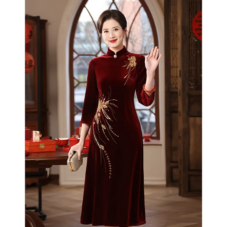 喜婆婆旗袍2025新款年轻妈妈婚礼服高贵喜妈妈婚宴装春款结婚喜服