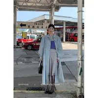 DH OFFICIA 大花 【优雅公式 blue】复古大小姐欧若风宽松长袖风衣
