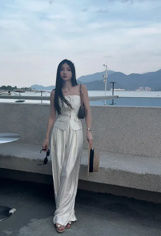 Molly定制【绝美身材】简约通勤INS风垂感礼服无袖阔腿裤1717