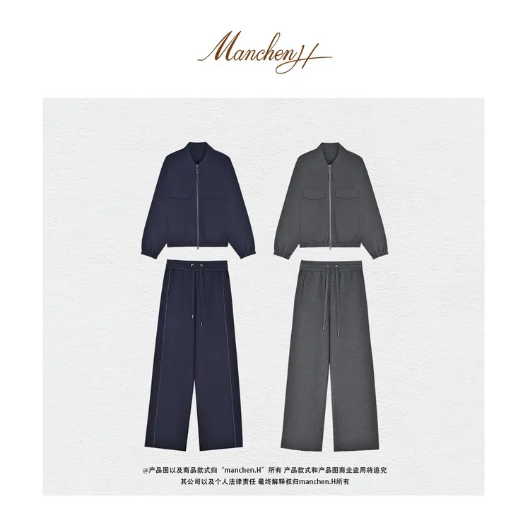 曼辰manchenh"原有品格"进口匹马棉手工钉珠老钱风套装