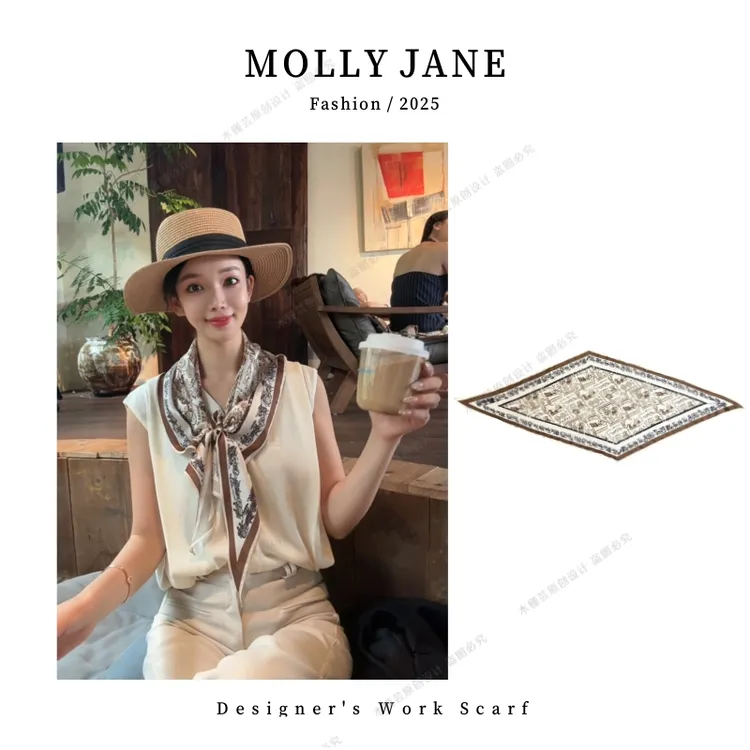木槿芸【巡礼】高级定制哒牌感菱形三角丝巾单面薄款欧美围巾SJ-155