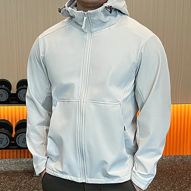 US户外运动风男士连帽拉链外套防风防泼水夹克耐磨保暖衣登山徒步