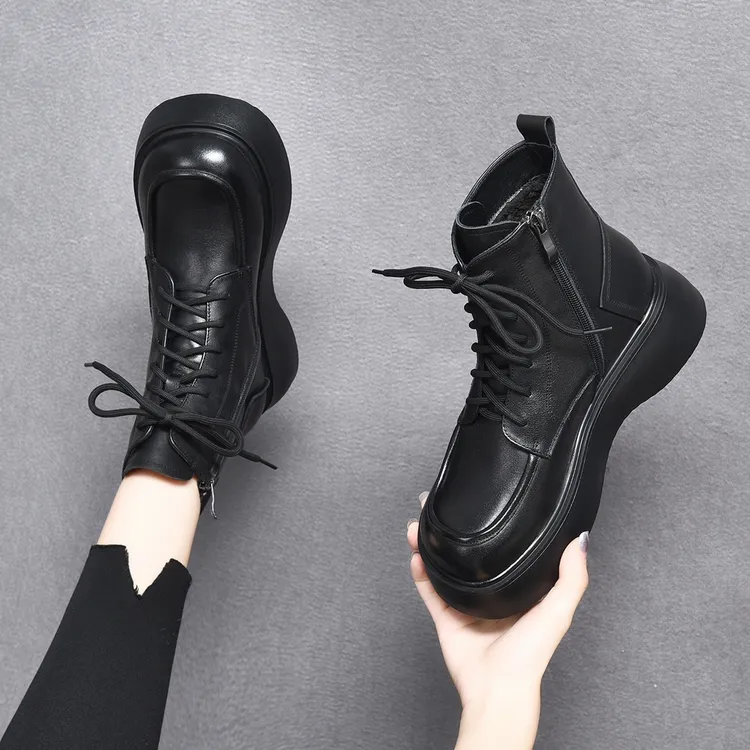 男爆款棉靴子北京2024新款冬季加绒英伦风大棉鞋加厚底马丁靴靴