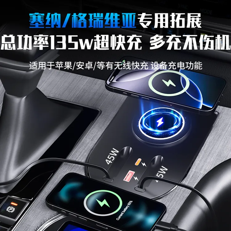 赛那/格瑞维亚专用新款车上充电拓展坞车载点烟器快充时尚机甲风