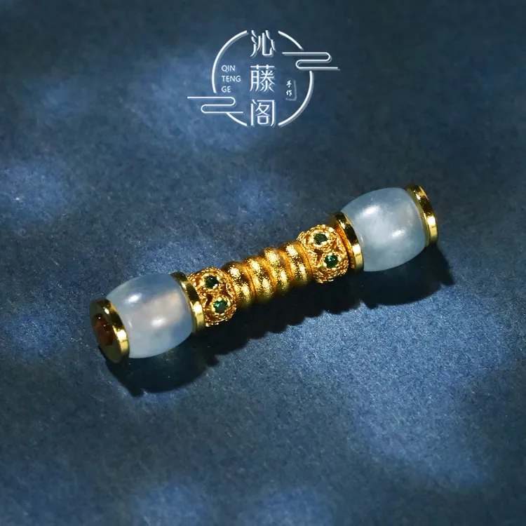 6MM海蓝宝直切万向轴文玩108手串手链配饰配珠三通两边延长连接轴