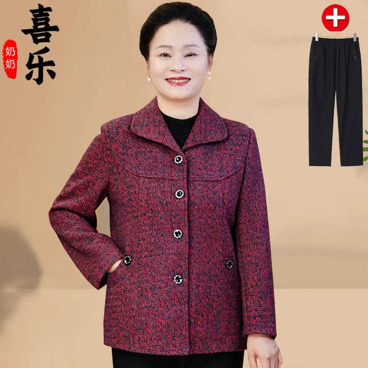 中老年人妈妈装春秋女外套奶奶加厚上衣老太太宽松衣服秋洋气新款