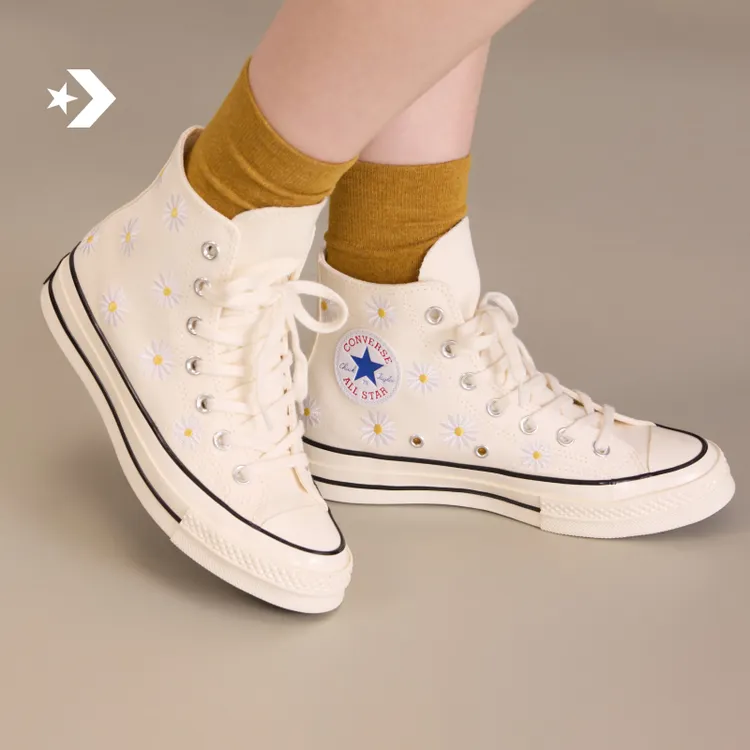 匡威1970S新品小雏菊高帮小白鞋休闲板鞋CONVERSE A16762C