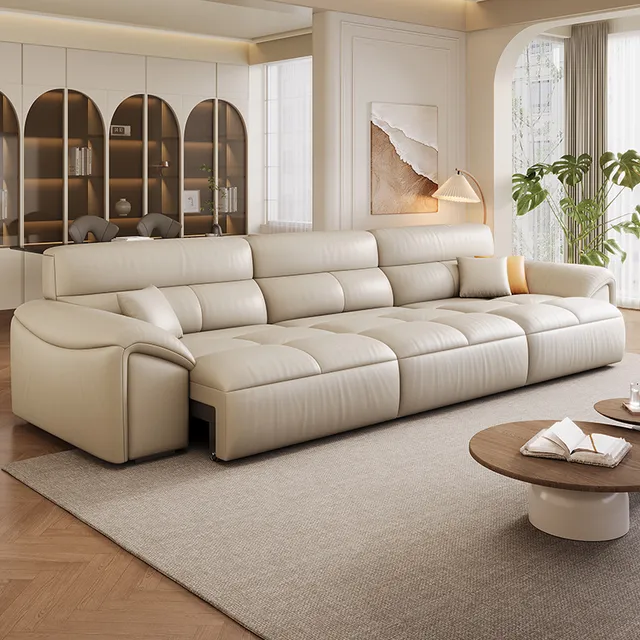 芝华仕5星电动沙发功能真皮客厅可伸缩调节可趟可睡新款直排三人