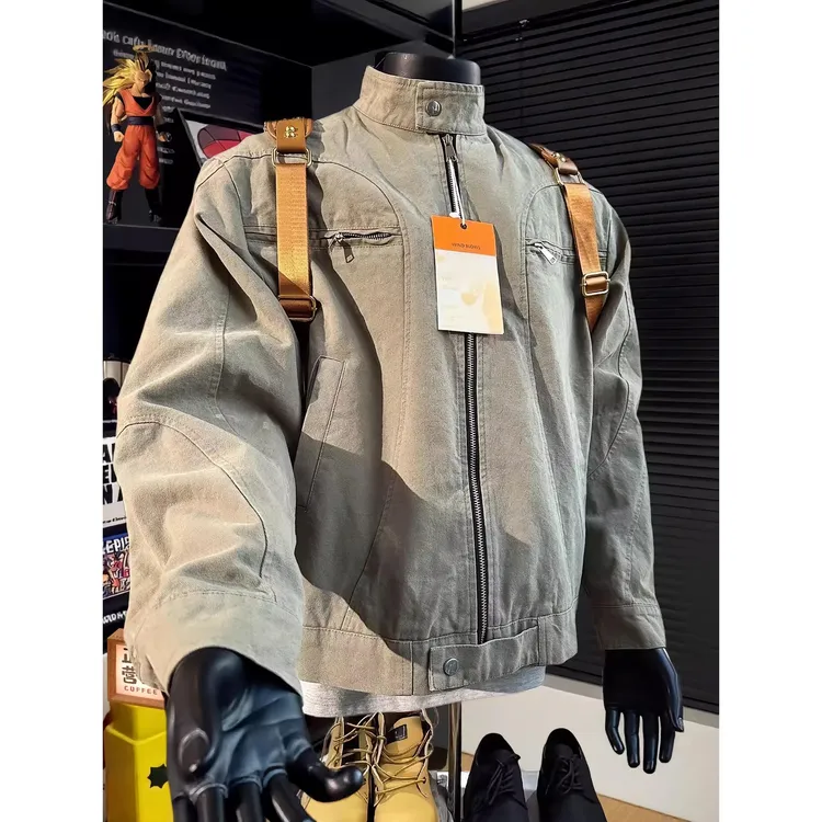 cleanfit哈灵顿夹克外套男秋季水洗帆布棒球服硬汉风美式工装上衣