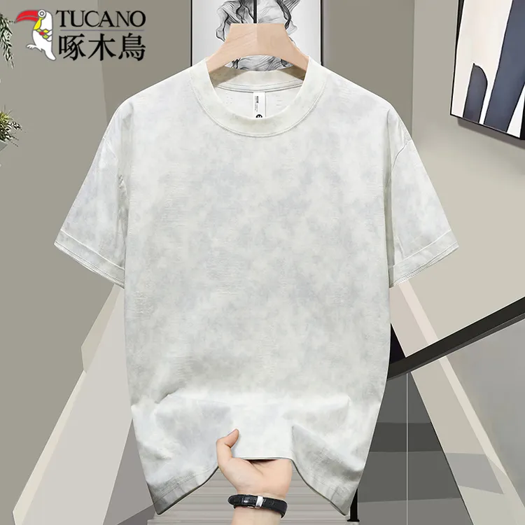 TUCANO/啄木鳥潮流廓形扎染短袖T恤男夏帅气圆领半袖休闲上衣体恤