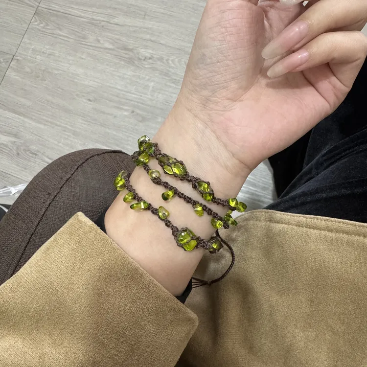 非金属布艺手链 小清新森系手绳手工diy编绳绿橄榄藤蔓手链材料包