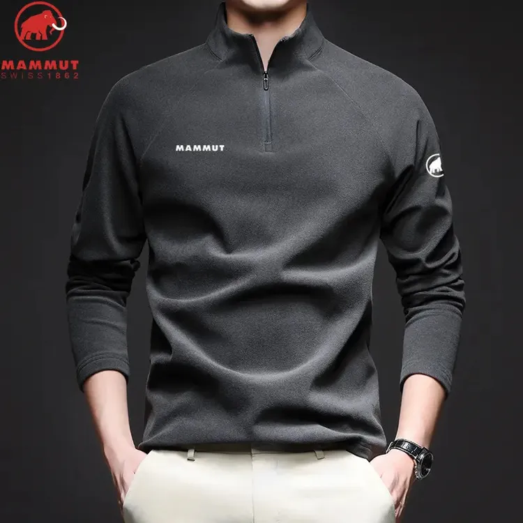 瑞士户外象秋冬保暖速干卫衣男士运动休闲半拉链领长袖T恤打底衫
