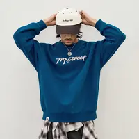 714street刺绣圆领加绒卫衣男2025秋冬潮牌情侣宽松长袖T恤521361