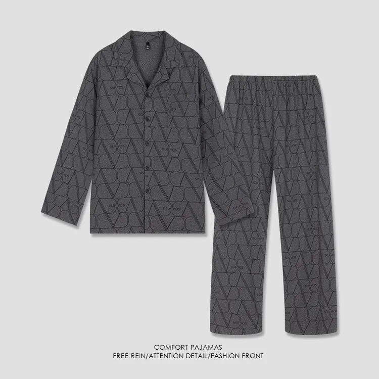 【好福份】秋季男士睡衣长袖长裤可外穿家居服-25426蜂巢