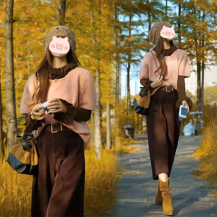 时尚洋气套装女早秋季新款气质简约短袖针织衫打底衫休闲裤三件套