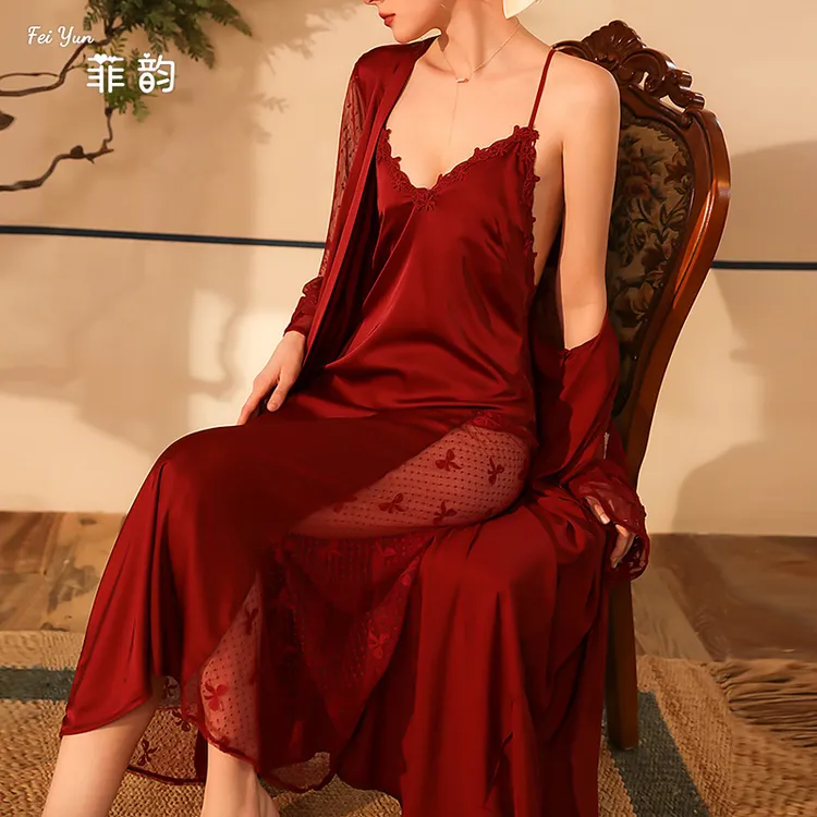 缎面睡袍睡衣家居服长袖浴袍新款女士薄秋冬加长款女2022性感6076