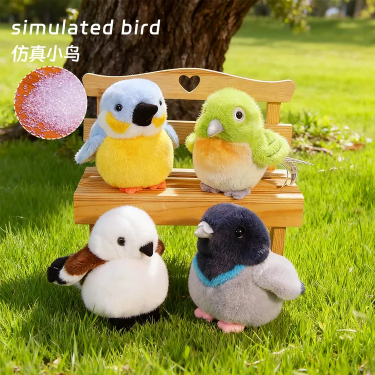 正版真发声仿真小鸟麻雀玩偶摆件毛绒玩具公仔礼物送儿童男女生