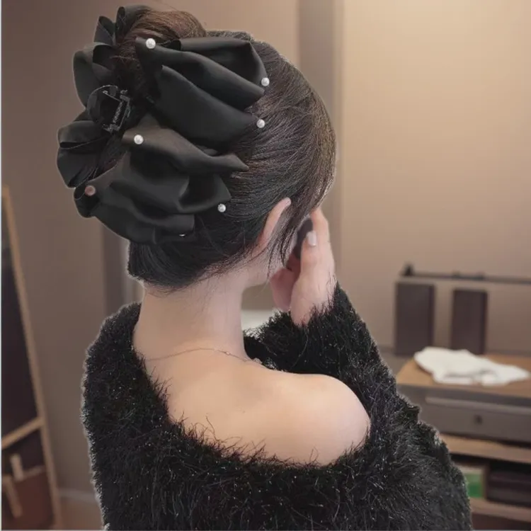 趣优行2025新款大板珍珠泡泡抓夹高级感后脑勺显发量简约鲨鱼夹子