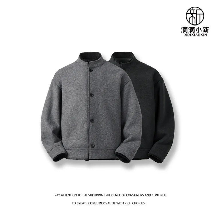 滴滴小新-情侣款绵羊毛假两件毛呢一体加厚棉衣外套年服夹克25939