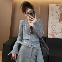【LLU李】秋季新款简约百搭针织衫外套显瘦修身上衣 LLU-9261826