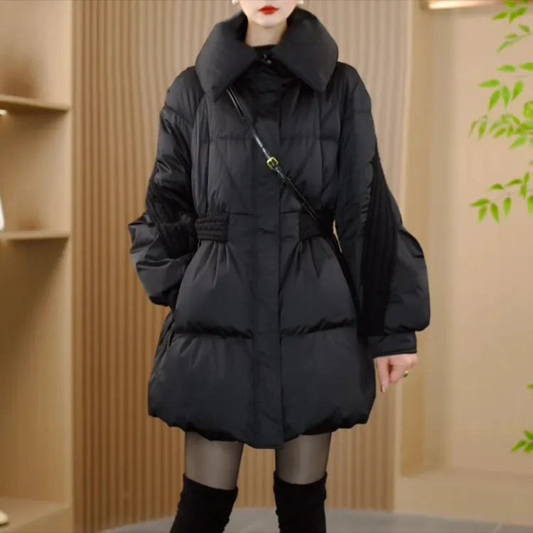 2025冬季新款优雅时尚百搭气质显瘦减龄洋气鸭绒羽绒服中长款上衣