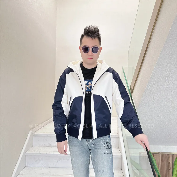 春夏款SYSR蓝白拼色斜兜轻奢高端男士上档次休闲外套男装夹克外衣