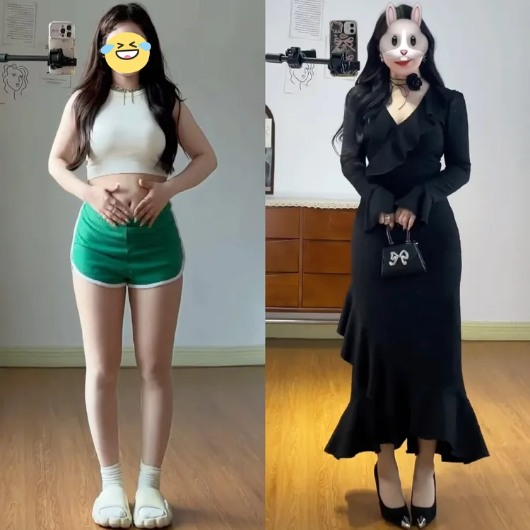 大码胖mm赫本风黑色v领连衣裙女秋季高级感纯欲风收腰显瘦鱼尾裙