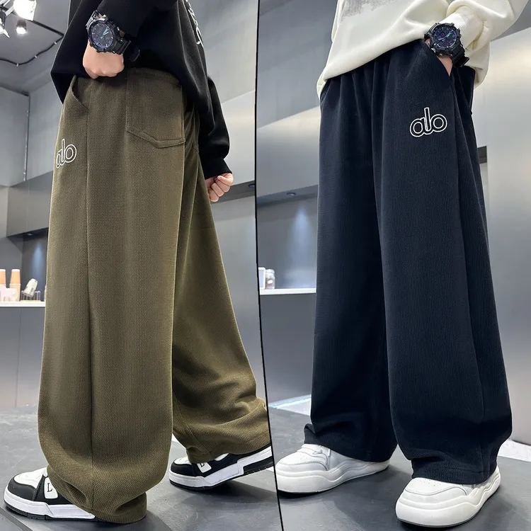 男童加绒裤子秋冬款中大儿童新款冬装加厚保暖直筒运动卫裤大童冬