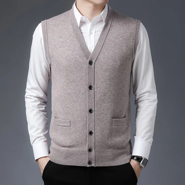 【阿拉善羊绒馆】【特厚款490克】100%澳洲羊毛加厚高端男士坎肩纯色