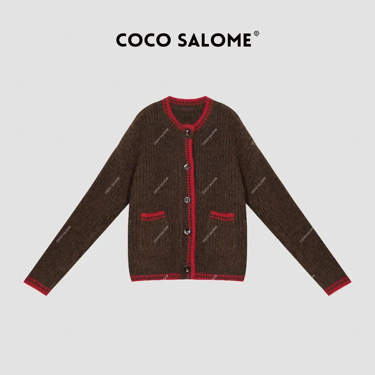 韩彬彬"花木兰"秋冬撞色大口袋设计时尚轻奢毛呢外套1190-4