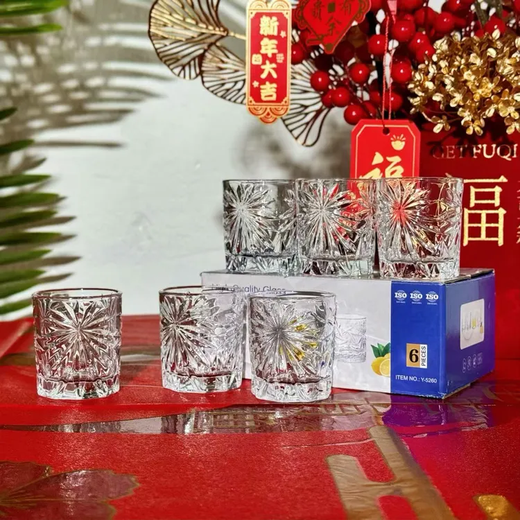 烟花无铅水晶白酒杯[买6只带彩盒]