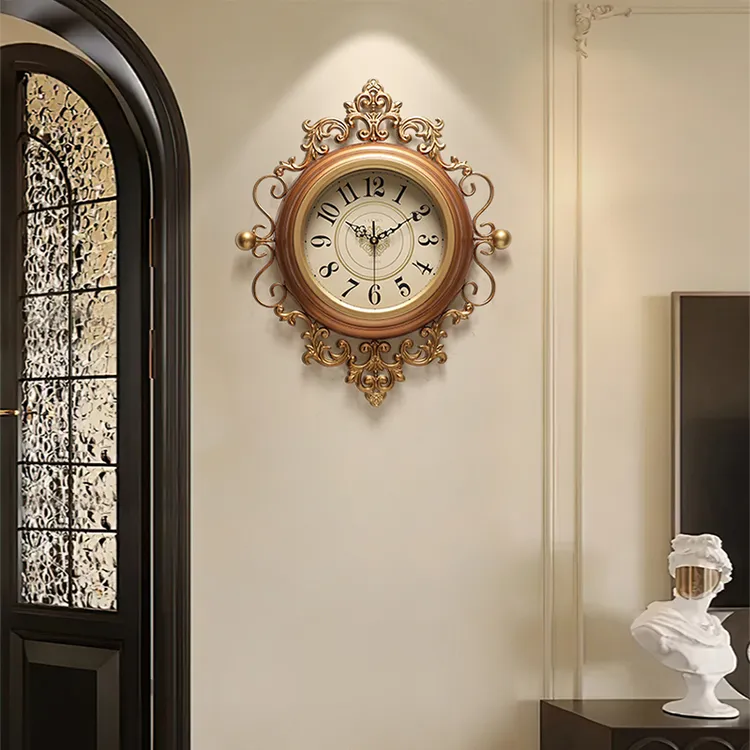美式客厅时钟创意欧式挂钟复古艺术挂表装饰壁钟家用静音时尚钟表
