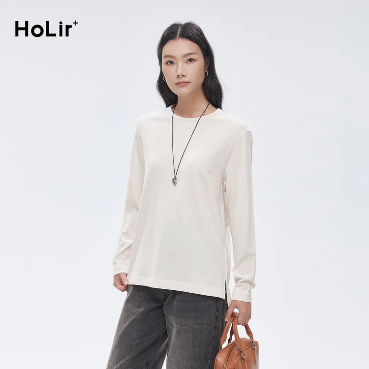 【洪陵】【秋冬新款】圆机羊绒桑蚕丝长袖7687