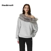 REDIMOR毛领斜肩毛衣女秋季新款潮流百搭美式上衣卫衣253RC1287