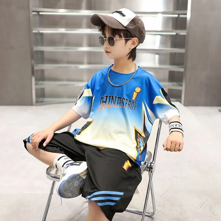 夏季薄款篮球套装中大童球衣夏季短袖篮球服夏装男孩速干运动套装