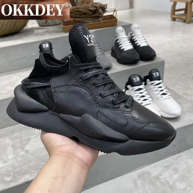 okkdey干净感痞帅男鞋夏季黑武士男鞋情侣真皮厚底透气运动休闲鞋