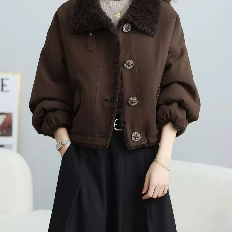 两面穿羊羔毛皮毛一体皮草外套女短款2025冬季新款羊剪绒大衣保暖