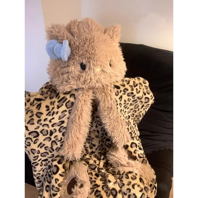 甜酷豹纹hellokitty珊瑚绒睡袍冬季女加绒加厚可外穿居家睡衣套装