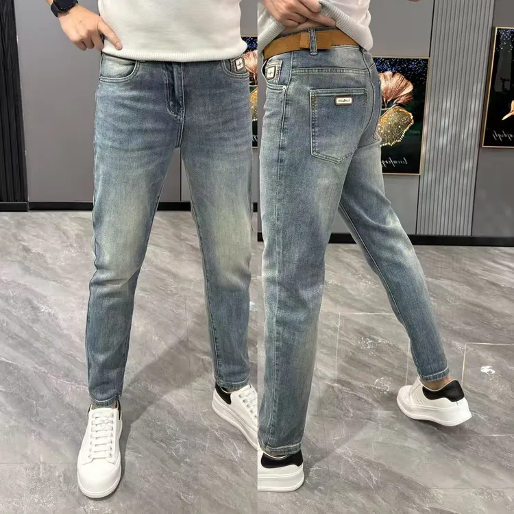 男裤早春高端牛仔裤男款水洗小脚裤男潮流百搭长裤轻奢男士牛仔裤