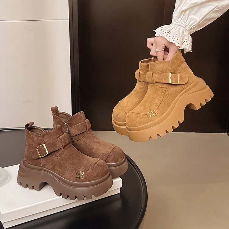 卓诗尼芙妮小个子厚底马丁靴女2025秋冬季新爆款时尚百搭显瘦短靴