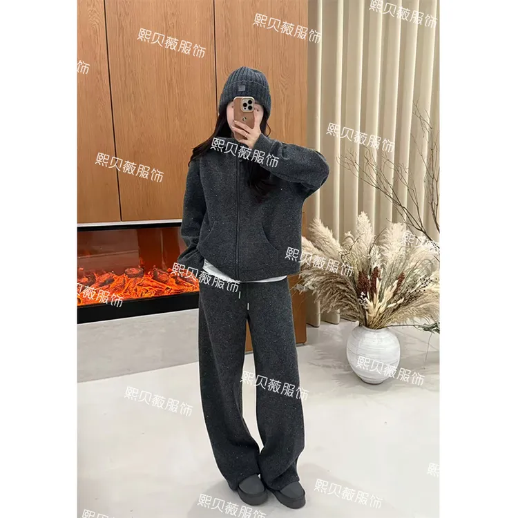 熙贝薇5【星河璀璨】宝宝绒加厚羊毛连帽卫衣+直筒休闲裤套装G5638