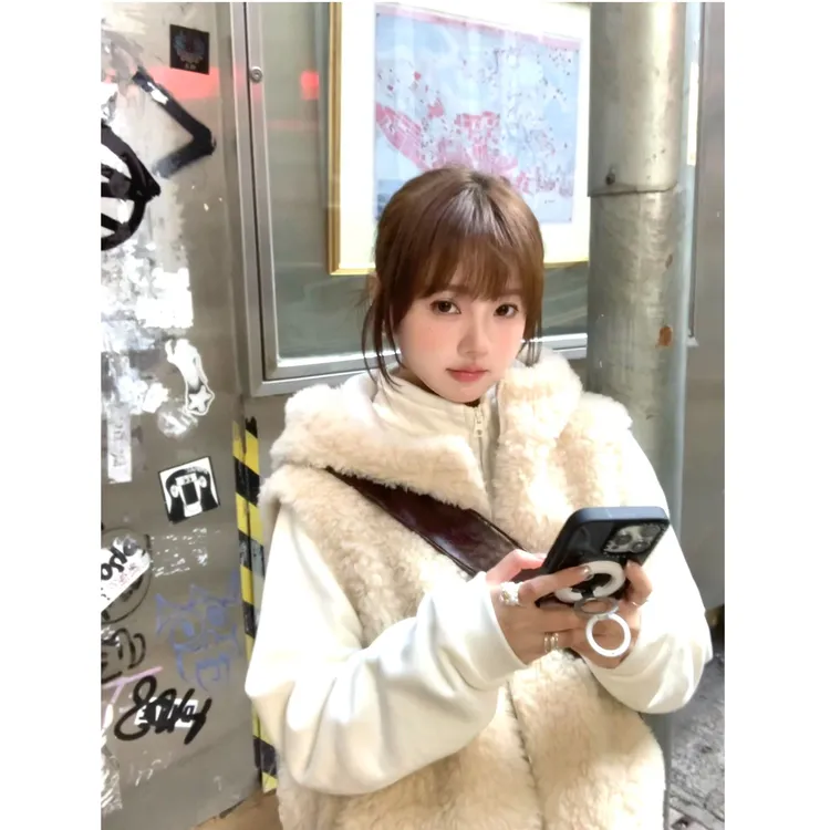 羊羔毛皮毛一体马甲女连帽秋冬韩版洋气无袖外套皮草