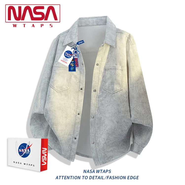 NASA WTAPS美式扎染工装男士多口袋衬衫秋季新款宽松百搭长袖衬衣