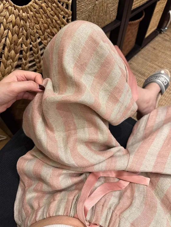 【DMXJ大梦想家】韩版宽松波点条纹阔腿睡裤女夏大码简约气质居家裤