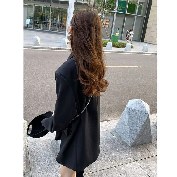黑色西装宽松女2025年秋季新款休闲网红小个子高级感炸街显瘦上衣