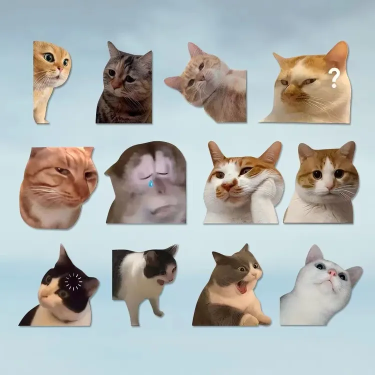 可爱搞笑迷因MEME猫猫咪惊讶表情个性创意车贴笔记本行李箱贴纸