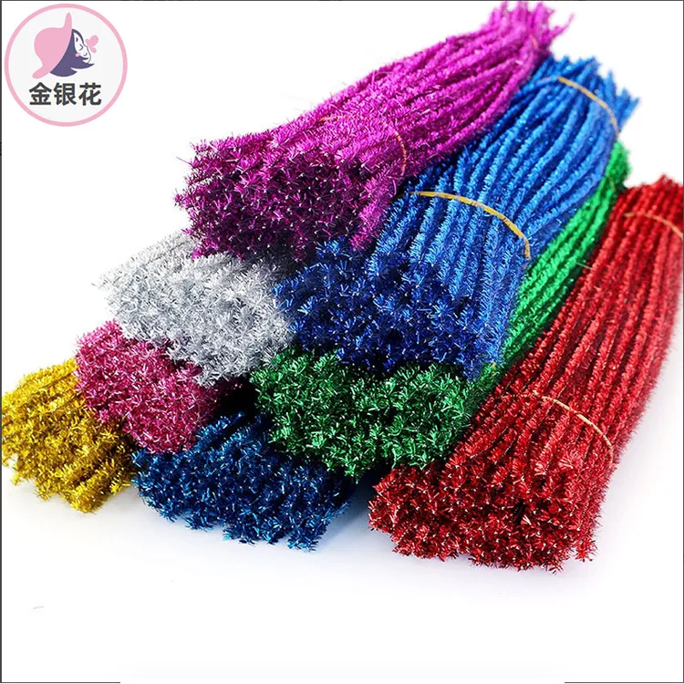 金葱扭扭棒花束手工diy玩具儿童材料加密毛根粗毛条幻彩炫彩幻彩